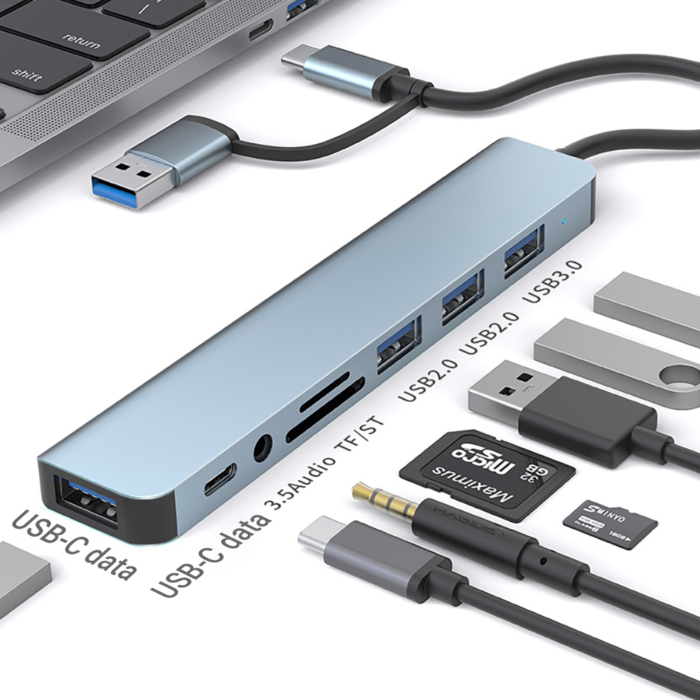 Officeworks Tablet Accessories - 9-in-1 듀얼 헤드 USB 도킹 스테이션
