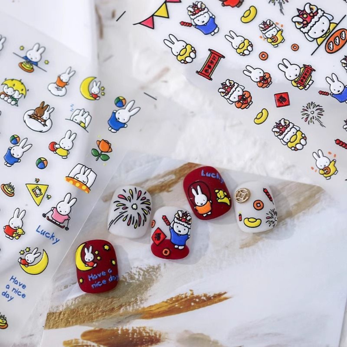 Kawaii Miffy 토끼 스티커 귀여운 만화 네일  - Fire Tablet Accessories 리뷰 및 가격