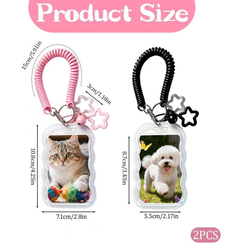 귀여운 포토카드 홀더 키체인 2개 세트, K팝 포토카드 - Tablet Cute Accessories 리뷰 및 가격