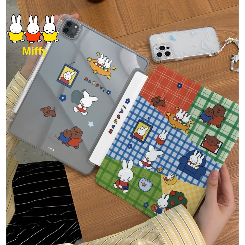 카와이 미피 토끼 태블릿 케이스 파란색과 녹색 체크 무 - Fire Tablet Accessories 리뷰 및 가격